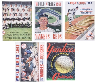 Lot of (5) 1960s New York Yankees World Series Programs - 1960,1961,1962,1963,1964